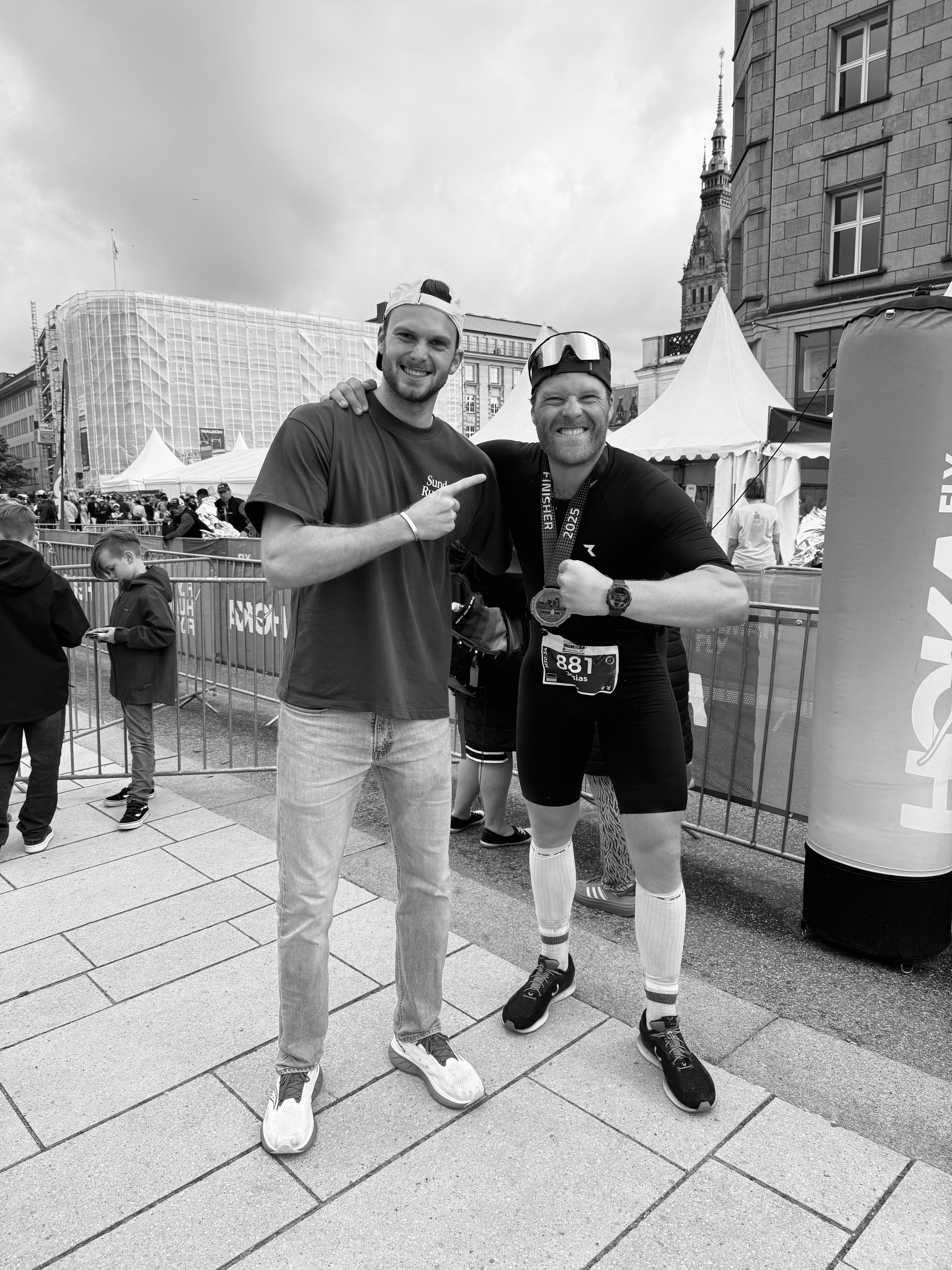 Lukas at Hamburg triathlon finish line
